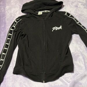 PINK Victoria's Secret Black Sporty Stripe Jacket